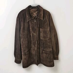 VTG Mens Metropolitan View Heavyweight Suede Jacket Car Coat 54 2XL Italy Made